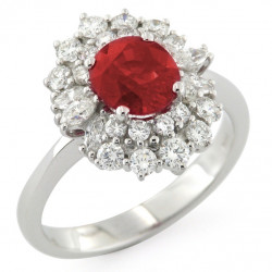 CF00672 - Anello ORO con Rubino Sangue Piccione e Diamanti 