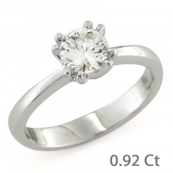 CF02474 - Anello Solitario Fidanzamento con Diamante 0.92 Ct 