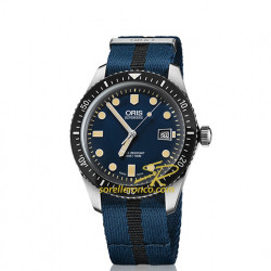 01 733 7720 4055-07 5 21 28FC - ORIS Divers Sixty-Five Vintage Quadrante Blu Cinturino Nato