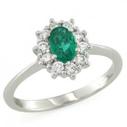 CF01294 - Anello con Diamanti e Smeraldo 0.53 Ct