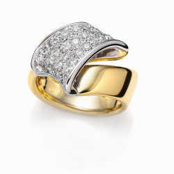 CF02666 - Anello Fascione in Oro Bianco e Oro Giallo 18kt con Diamanti 0.80 Ct