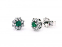 CF00728 - Orecchini Fiore con Smeraldi e Diamanti
